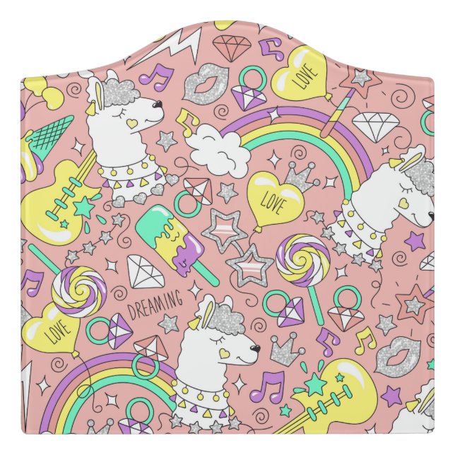 llama pattern 3 door sign (Large Crest Front)