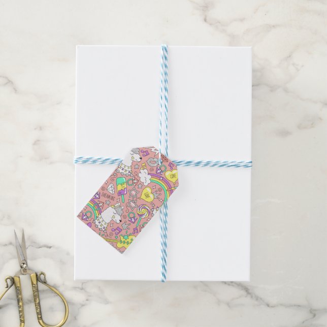llama pattern 3 gift tags (With Twine)