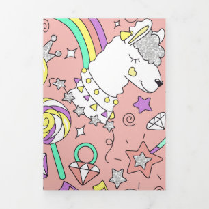 llama pattern 3 Tri-Fold holiday card