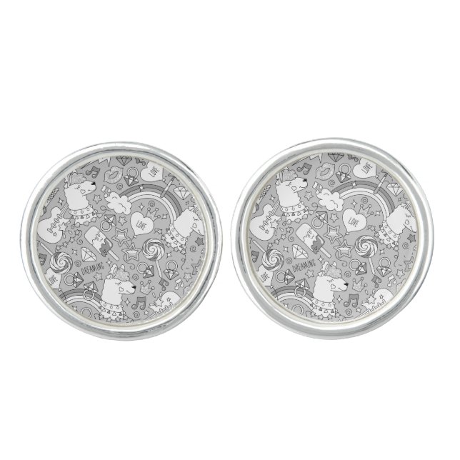 llama pattern 4 cufflinks (Front)