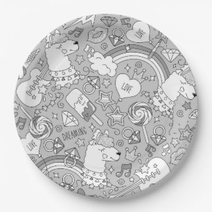 llama pattern 4 paper plates