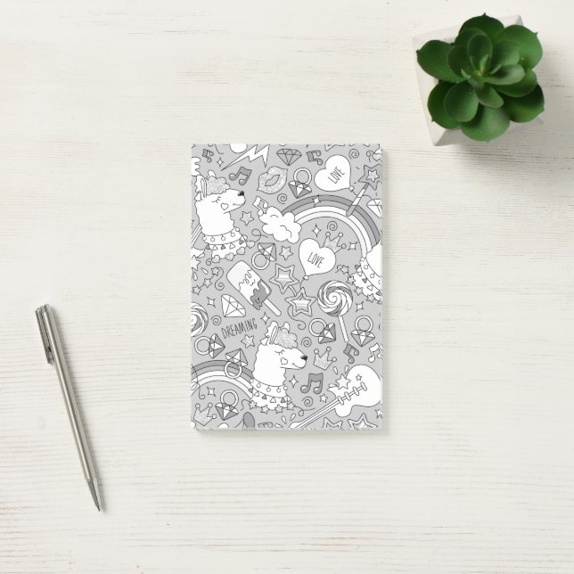 llama pattern 4 post-it notes (Office)