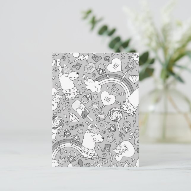 llama pattern 4 postcard (Standing Front)