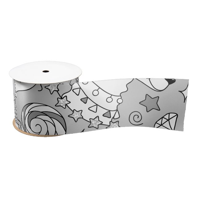 llama pattern 4 satin ribbon (Spool)