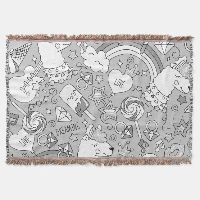 llama pattern 4 throw blanket (Front)