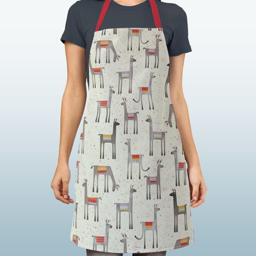 Llama Pattern Cute Whimsical  Apron