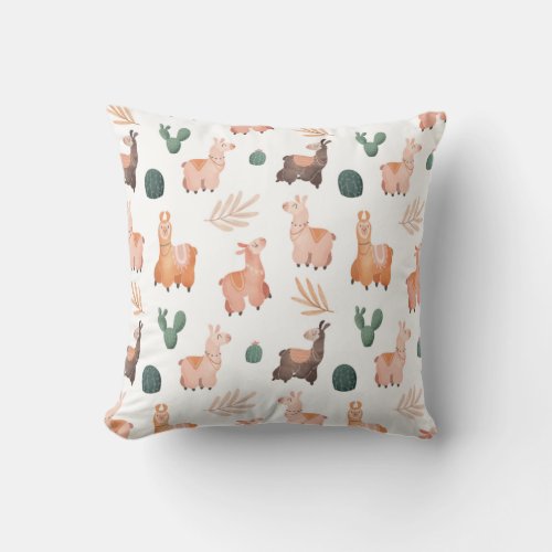 Llama pattern throw pillow