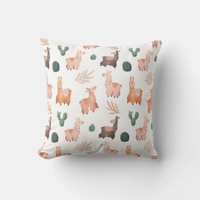 Llama pattern throw pillow (Front)
