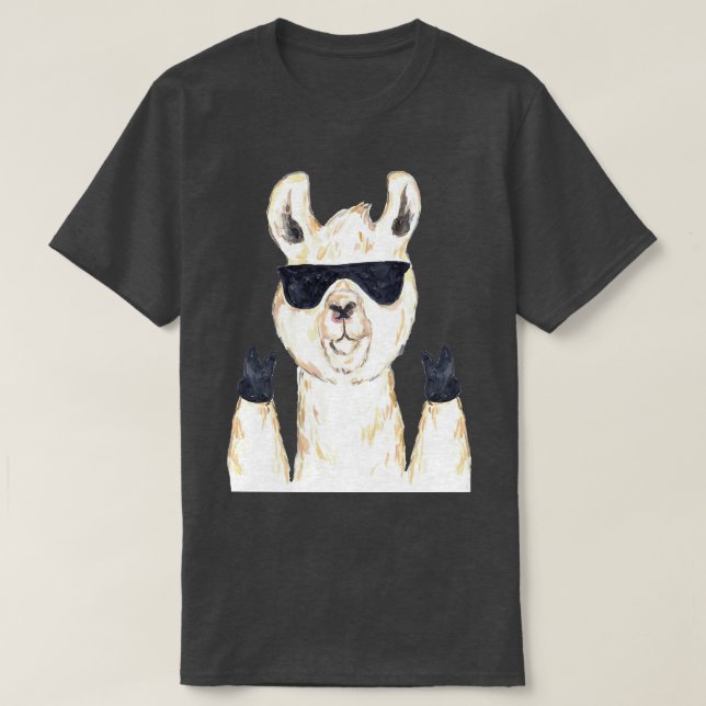 Llama peace funny Painting T-Shirt (Design Front)