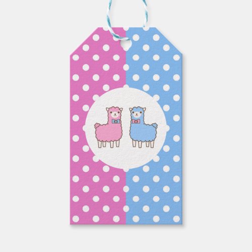 Llama Pink and Blue Gender Reveal Baby Shower Gift Tags