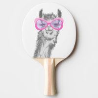 Llama pink glasses Cartoon | Choose Back Color Ping Pong Paddle