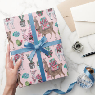 Llama   pink   Wrapping Paper