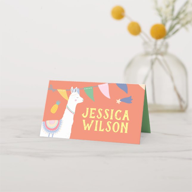 Llama Place Card, Mexican party Card (Front)