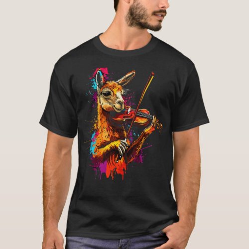 Llama Playing Violin T_Shirt