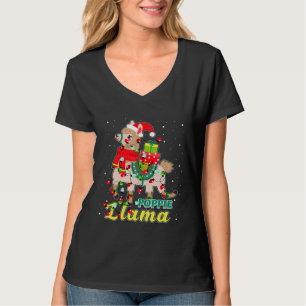 Llama Poppie Wear Santa Hat Xmas Pajama Outfit T-Shirt