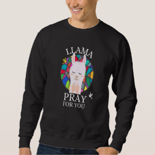 Llama Pray For You Praying Hands Alpaca Stained Gl Sweatshirt