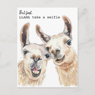 Llama Puns Postcard - Lllama take a selfie