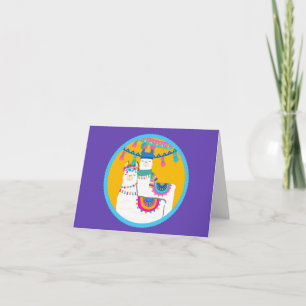 Llama Purple Blue Yellow Colorful Thank You Card