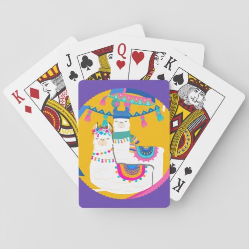 Llama Purple Blue Yellow Colorful Whimsical Cute Poker Cards