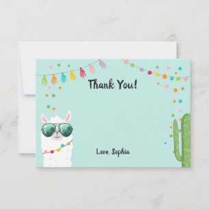 Llama Rama Thank You Card Fiesta Party Alpaca