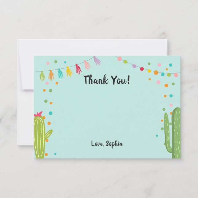 Llama Rama Thank You Card Fiesta Party Alpaca (Front)