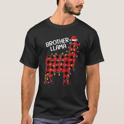 Llama Red Buffalo Plaid Brother Llama Christmas Pa T_Shirt