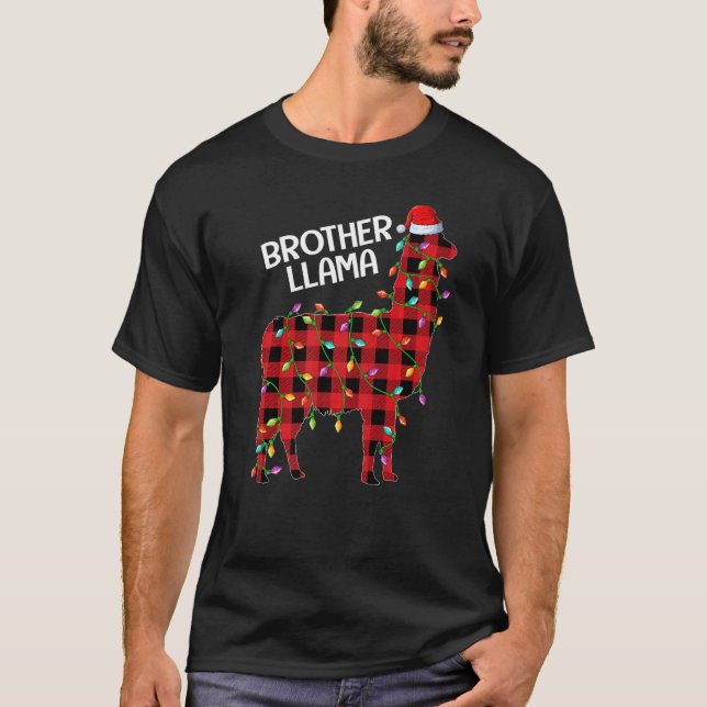 Llama Red Buffalo Plaid Brother Llama Christmas Pa T-Shirt (Front)