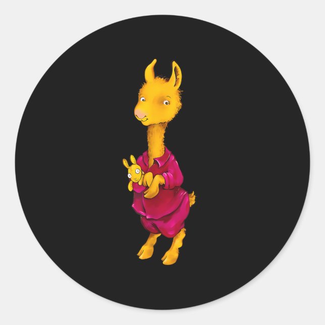 Llama Red Pajama For Kids  Classic Round Sticker (Front)