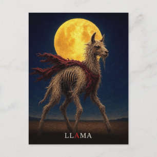 Llama Red Scarf gothic Surreal Postcard