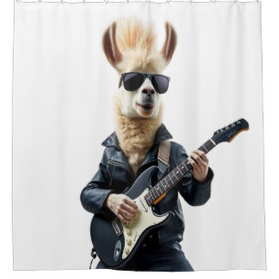 Llama rockstar shower curtain
