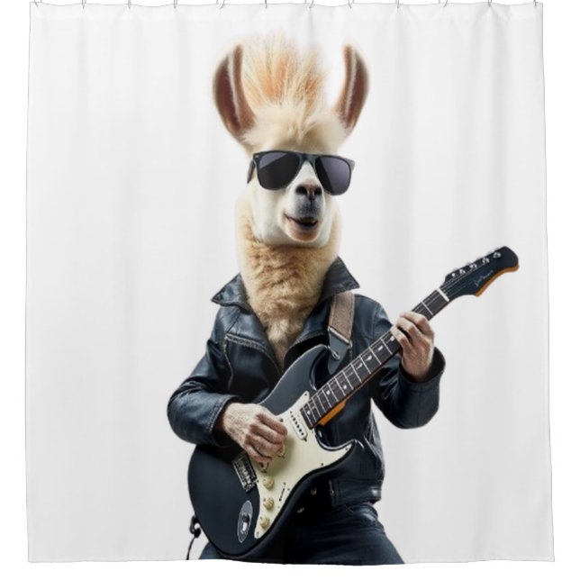 Llama rockstar shower curtain (Front)