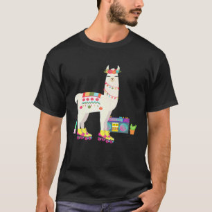 llama Roller Skate Derby Retro 70s 80s  Cactus boo T-Shirt
