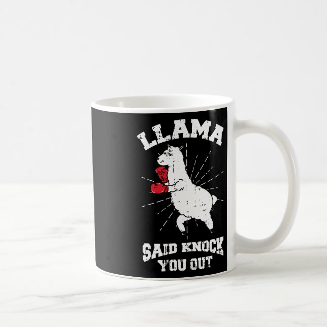 Llama Said Knock You Out Boxing Funny Halloween Gi Coffee Mug (Right)