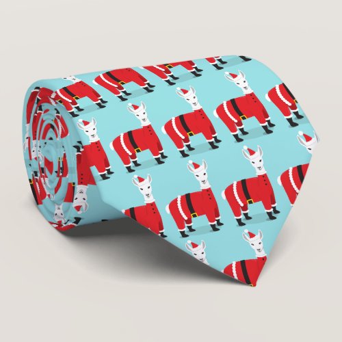 Llama Santa Animal Christmas Neck Tie