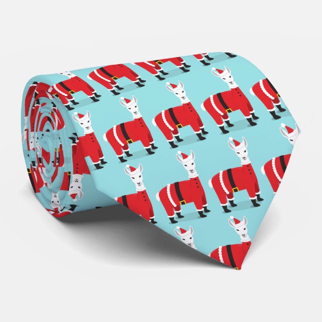 Llama Santa Animal Christmas Neck Tie (Rolled)