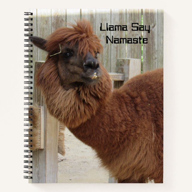 Llama Say Namaste Notebook - 2 Photos - Front/Back (Front)