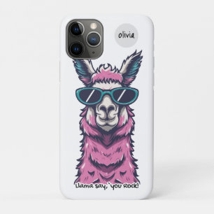 Llama say you Rock   Quirky pose in  sunglasses iPhone 11 Pro Case