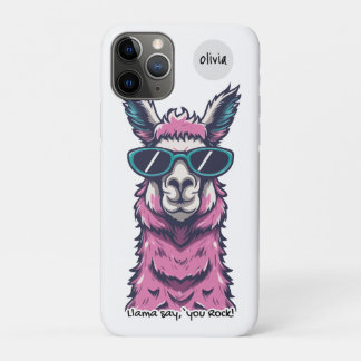 Llama say you Rock | Quirky pose in sunglasses iPhone 11 Pro Case