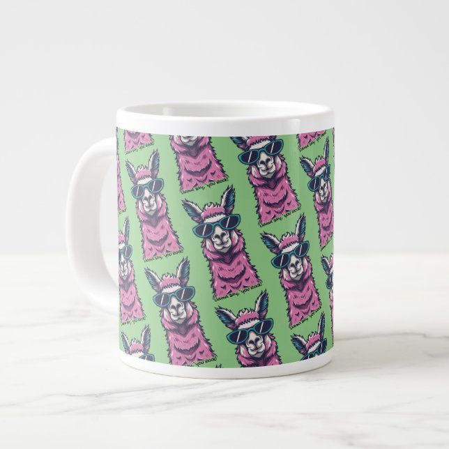 Llama say you Rock | Quirky pose in sunglasses Giant Coffee Mug (Front Left)