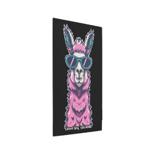 Llama say you Rock   Quirky pose in  sunglasses Metal Print