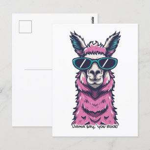 Llama say you Rock Quirky pose in sunglasses Postcard
