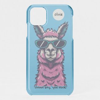 Llama say you Rock | Quirky pose in  sunglasses iPhone 11 Case