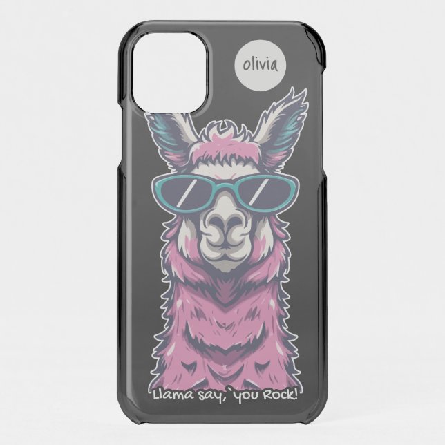 Llama say you Rock | Quirky pose in  sunglasses Uncommon iPhone Case (Back)