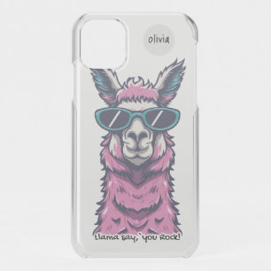 Llama say you Rock   Quirky pose in  sunglasses iPhone 11 Case