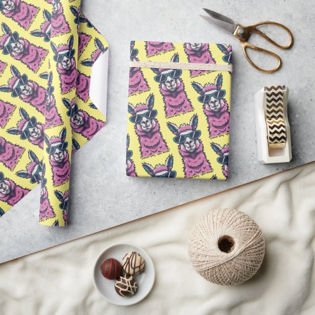Llama say you Rock | Quirky pose in sunglasses Wrapping Paper (Crafts)