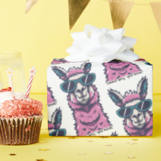 Llama say you Rock | Quirky pose in sunglasses Wrapping Paper