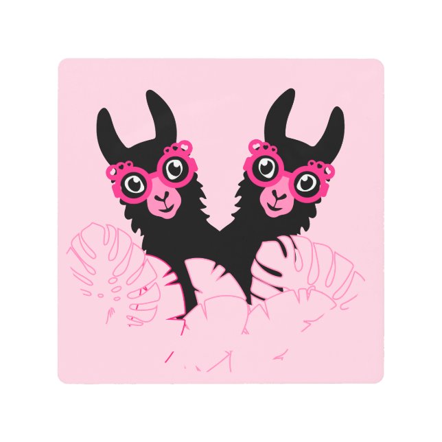 Llama Sisters Metal Print (Front)