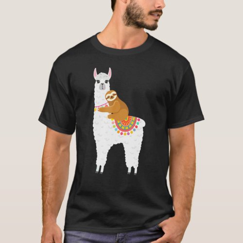 Llama  Sloth Sleeping  Pajamas Sleepwear Nightgo T_Shirt