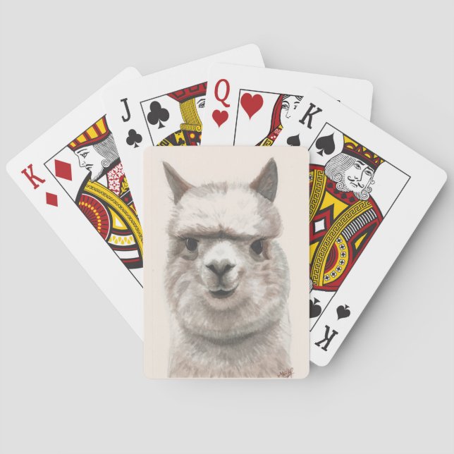 Llama Smiles Playing Cards Birthday Gift (Back)