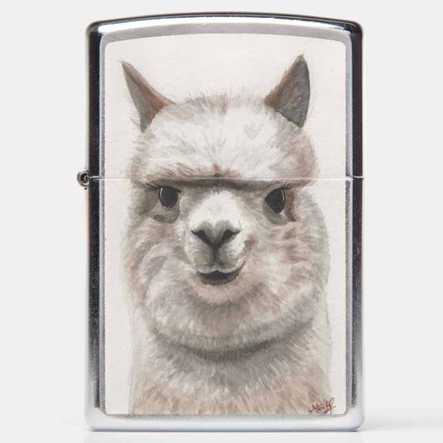 Llama Smiles Zippo Lighter Original Art by Miranda (Front)